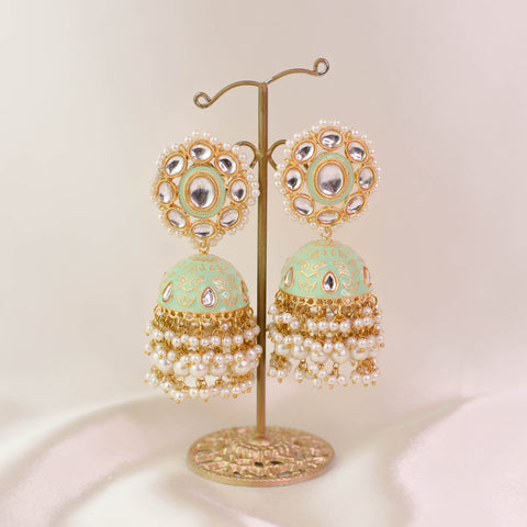 Jodha Statement Jhumki ~ Pastel Green