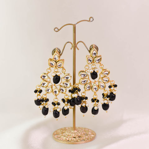Sahiba Kundan Earrings ~ Black